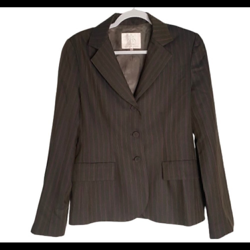 Rebecca Taylor Brown Maroon Striped Blazer